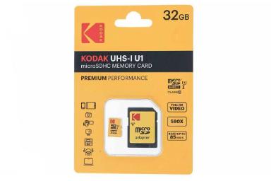 مقایسه کداک microSDHC با ظرفیت 32 گیگابایت کلاس 10 با ای دیتا microSDXC با ظرفیت 64 گیگابایت مدل Premier V10 A1 کلاس 10