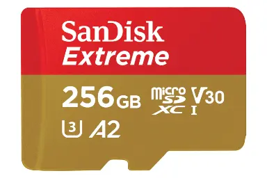 عکس اصلی سن دیسک microSDXC با ظرفیت 256 گیگابایت مدل Extreme V30 A2 کلاس 10