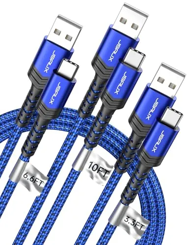 مقایسه باسئوس Type-A به Type-C مدل C-Shaped با طول 1 متر {request()->input('language_config')['common']['with']} JSAUX USB C Cable 3-Pack Blue