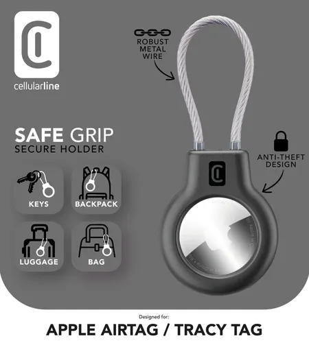 کاور سخت و فوق مقاوم Cellularline مدل Safe Grip برای ایرتگ/تریسی تگ با کابل فلزی و کلید امنیتی