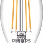 لامپ شمعی فیلامنتی LED شفاف فیلیپس B35 E14 (معادل 40 وات) - بسته 6 عددی