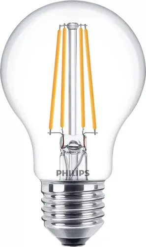 عکس لامپ فیلامنتی LED شفاف فیلیپس A60 E27 (معادل 60 وات) - بسته 6 عددی