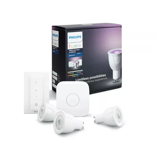 مقایسه کیت شروع کننده فیلیپس Hue White و Colour Ambience GU10 {request()->input('language_config')['common']['with']} کیت شروع کننده فیلیپس Hue White E27