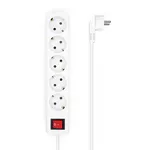 AISENS A154-0651، چندراهی برق 4 پریز، کابل 1.5 متری، دوشاخه Schuko، 250 ولت، 3500 وات، قفل کودک، سفید