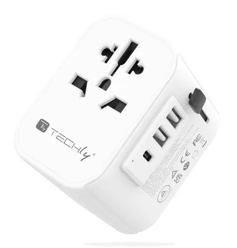 عکس آداپتور برق مسافرتی جهانی Techly I-TRAVEL-11TYWH سفید