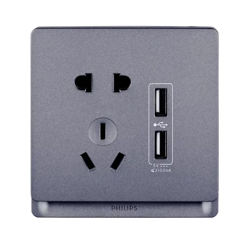 عکس پریز و پریز برق خاکستری Philips 6947939163540