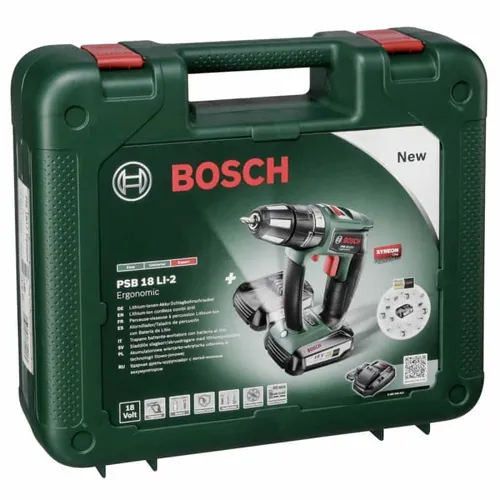 مقایسه دریل چکشی شارژی بوش GSB 18V-110 C (18 ولت، 110 نیوتن متر گشتاور، سه نظام آچار خور) {request()->input('language_config')['common']['with']} دریل چکشی شارژی بوش PSB 18 LI-2 ارگونومیک (دستگاه) - سیستم لیتیوم-یون 18 ولت