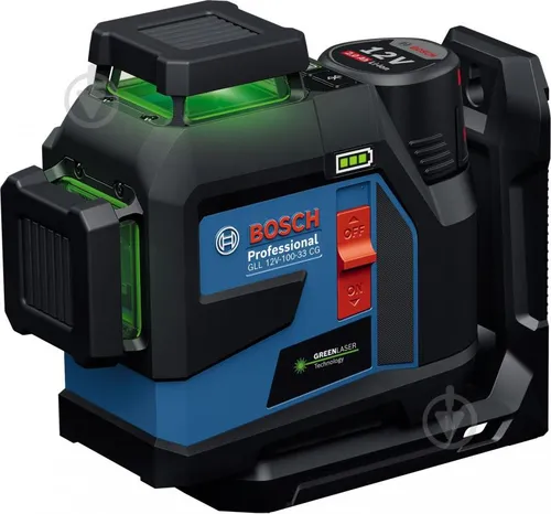 عکس تراز لیزری سبز بوش GLL 12V-100-33 CG با باتری 12 ولت