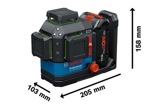 عکس تراز لیزری بوش GLL 18V-120-33 CG 18 ولت سبز با اتصال بلوتوث