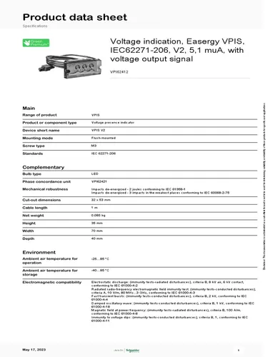عکس Schneider Electric VPI62412 آشکارساز ولتاژ