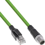 کابل شبکه PUR این‌لاین Industrial M12 8 پین X-coded به RJ45 Cat.6A، 5 متر