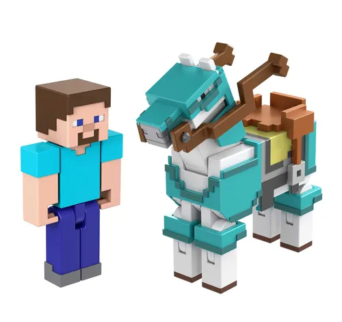 عکس مجموعه فیگورهای Minecraft استیو و اسب زرهی