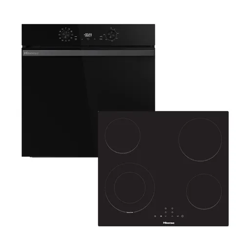 مقایسه پکیج اجاق گاز سرامیکی و فر برقی توکار هیسنس مدل HIPK2ABP60CE مشکی با سرویس پکیج توکار زیمنس iQ500: اجاق القایی EM645CSB5E + فر HE578ABS1