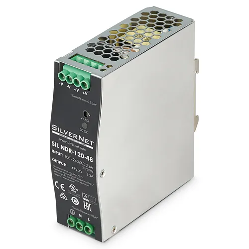 عکس منبع تغذیه صنعتی SilverNet 120W 48V 2.5A ریل دین