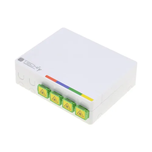عکس جعبه اتصال فیبر نوری Techly Indoor FTTH 4-Core SC-APC، نصب روی دیوار/ریل DIN