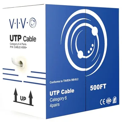 کابل شبکه ویوو Cat6 UTP CCA به طول 500 فوت رنگ خاکستری