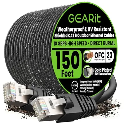 کابل شبکه GEARit Cat6 FTP فضای باز 150 فوت