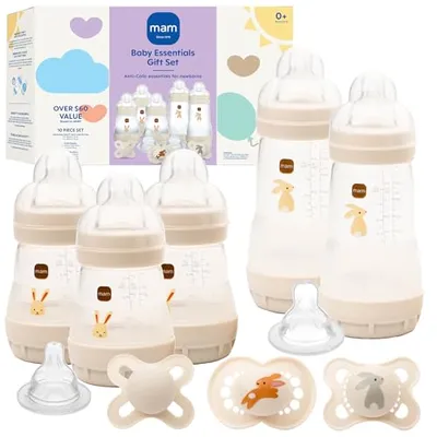 Karşılaştırma Aisharery Baby Shower Mama Önlüğü Zıbın Kendin Yap Kiti İle MAM Easy Start Anti-Colic Biberon ve Emzik Seti 0-16 Ay