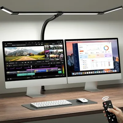 مقایسه چراغ خواب رومیزی لمسی دیمر دار فنمزی با پورت USB-C با چراغ مطالعه رومیزی LED اونمیکس 42 اینچ مشکی