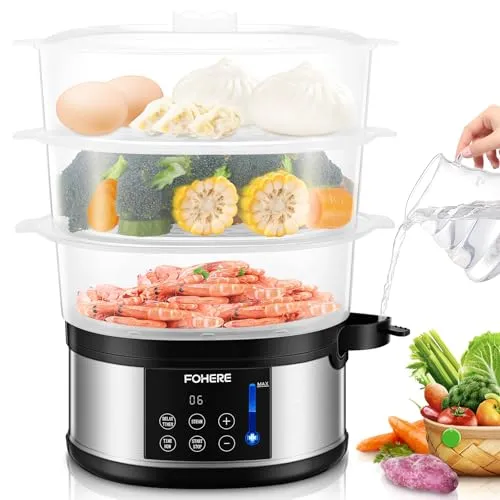 عکس بخارپز برقی سه طبقه FOHERE MK903A با ظرفیت 13.7QT