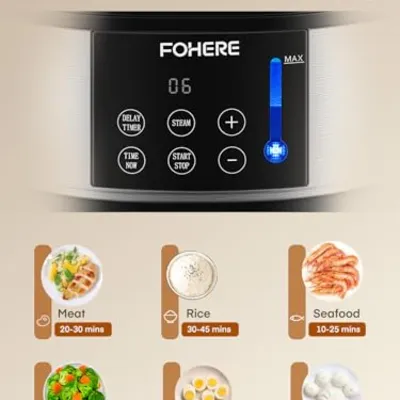 تصویر بندانگشتی 4 محصول بخارپز برقی سه طبقه FOHERE MK903A با ظرفیت 13.7QT