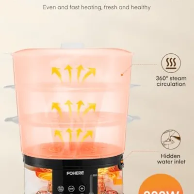 تصویر بندانگشتی 7 محصول بخارپز برقی سه طبقه FOHERE MK903A با ظرفیت 13.7QT
