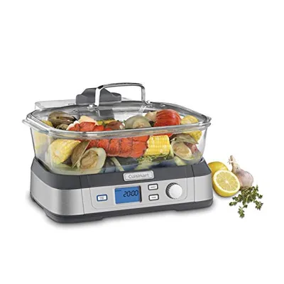 بخارپز دیجیتال شیشه‌ای کوزینارت Cookfresh STM-1000 5 لیتری استیل