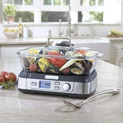 تصویر بندانگشتی 6 محصول بخارپز دیجیتال شیشه‌ای کوزینارت Cookfresh STM-1000 5 لیتری استیل
