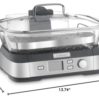 تصویر بندانگشتی 7 محصول بخارپز دیجیتال شیشه‌ای کوزینارت Cookfresh STM-1000 5 لیتری استیل