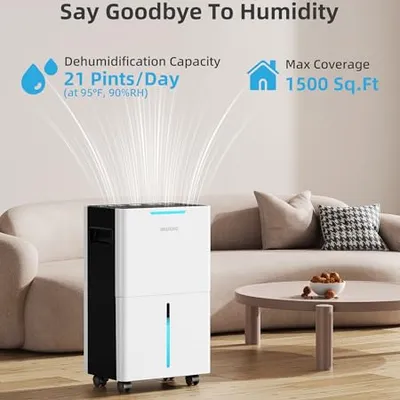 تصویر بندانگشتی 3 محصول رطوبت‌گیر Aiusevo 21-Pint 1500 Sq. Ft. سفید