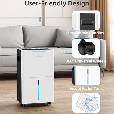 تصویر بندانگشتی 8 محصول رطوبت‌گیر Aiusevo 21-Pint 1500 Sq. Ft. سفید
