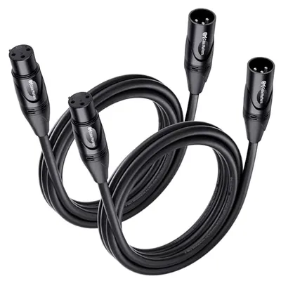 کابل میکروفون XLR نری به مادگی Cable Matters، 6 فوت، مشکی، بسته 2 عددی 6 ft