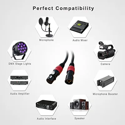 تصویر بندانگشتی 4 محصول کابل میکروفون AuxLink XLR 25ft (بسته 6 عددی چند رنگ)