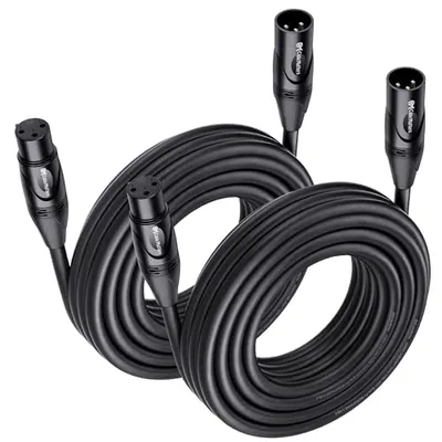 کابل XLR کیبل مترز بسته 2 عددی 25 فوت مشکی 25 ft