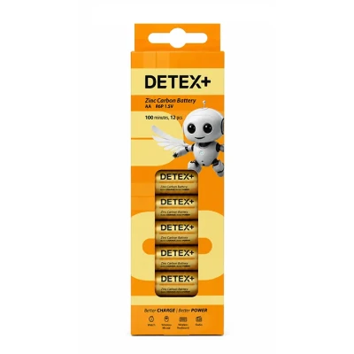 باتری قلمی DETEX مدل Zinc Carbon R6P شرینک 12 عددی