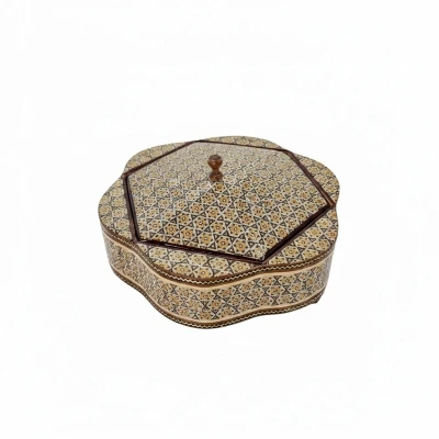 شکلات خوری خاتم کاری چوبی مدل گلی