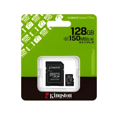 کارت حافظه microSDHC کینگستون مدل CANVAS ظرفیت 128 گیگابایت به همراه آداپتور