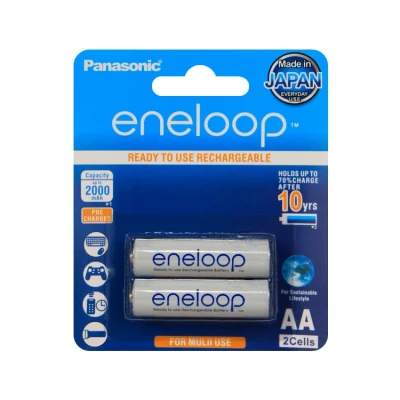 باتری قلمی شارژي Panasonic eneloop 2000 کارتی 2 عددی