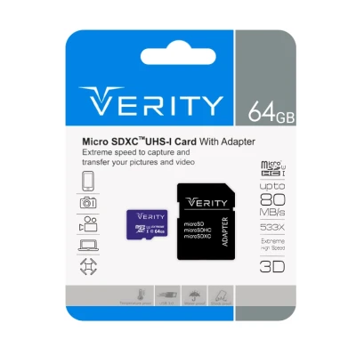 کارت حافظه microSDXC وریتی مدل Extreme 533x ظرفیت 64 گیگابایت به همراه آداپتور
