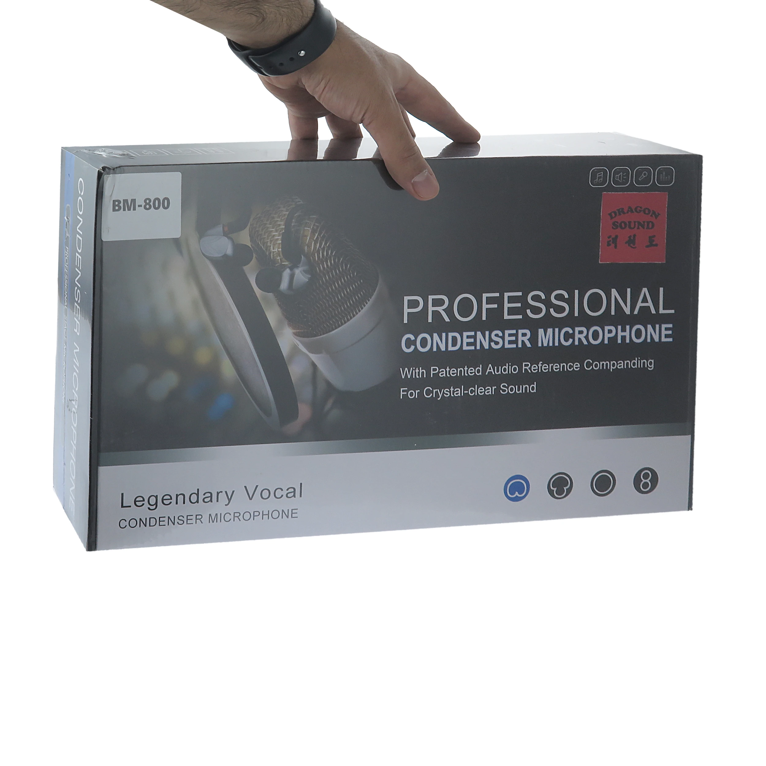 تصویر بندانگشتی 4 محصول میکروفن استودیویی کاندنسر دراگون ساند مدل BM800 به همراه پایه و کارت صدا