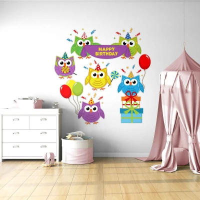استیکر دیواری اتاق کودک هاماگراف مدل owl birthday