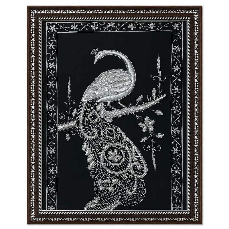 تابلو سرمه دوزی طرح طاووس