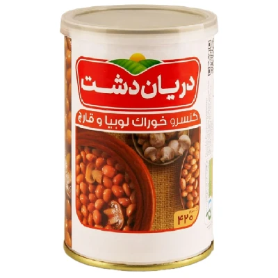 کنسرو خوراک لوبیا چیتی با قارچ دریان دشت مدل 420 گرم