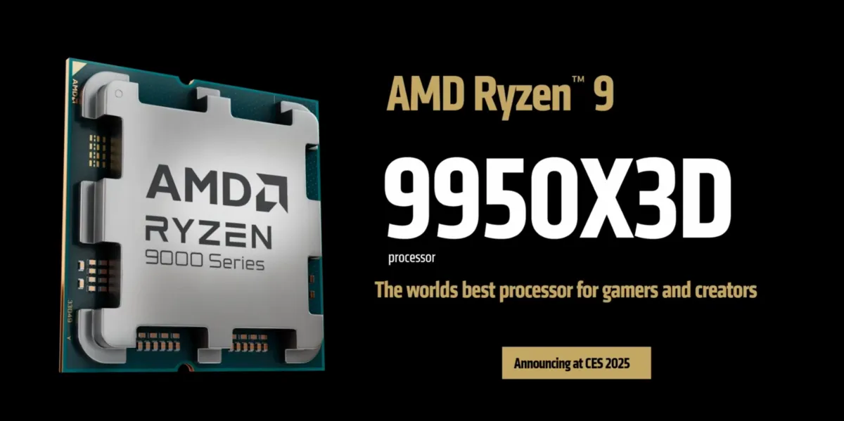 AMD Ryzen 9 9950X3D: هیولای 16 هسته‌ای با کش 144MB سه‌بعدی در CES 2025