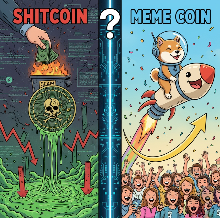 مقایسه شت کوین (Shitcoin) و میم کوین (Meme Coin)