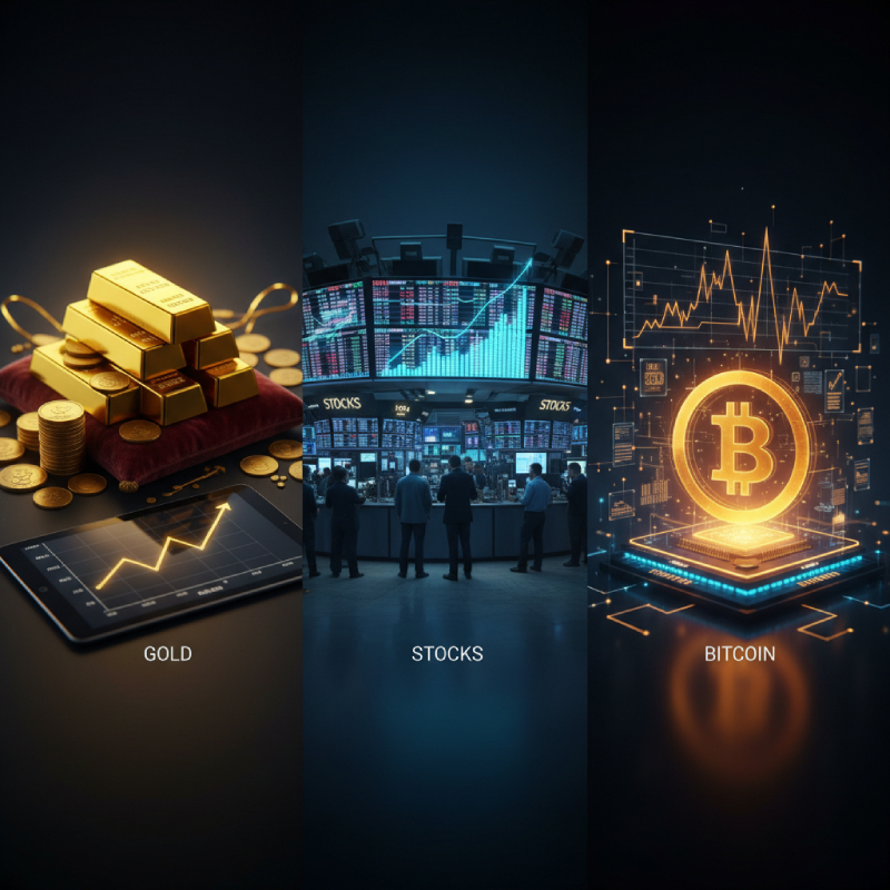 مقایسه کامل: سرمایه‌گذاری در طلا، بورس یا بیت کوین؟