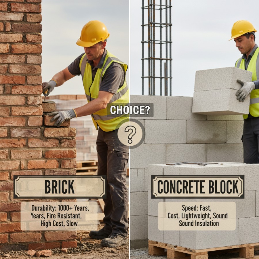 مقایسه آجر با بلوک سیمانی