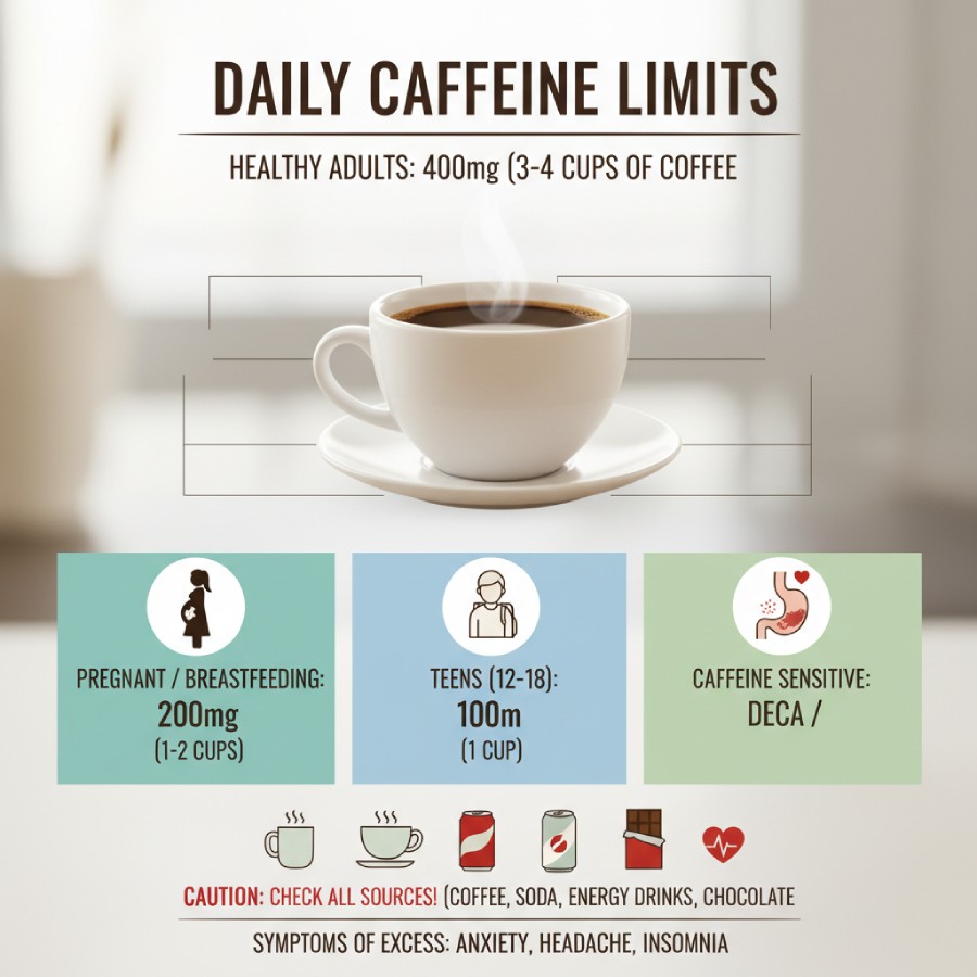 مقدار مجاز مصرف کافئین روزانه