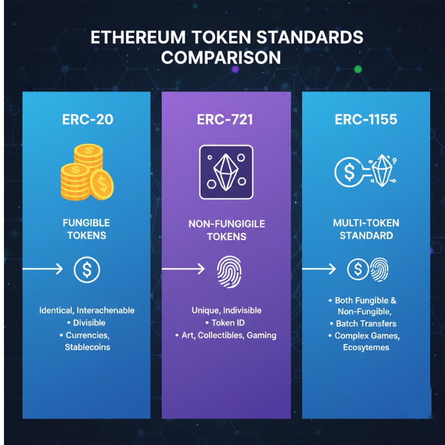 مقایسه ERC-20، ERC-721 و ERC-1155