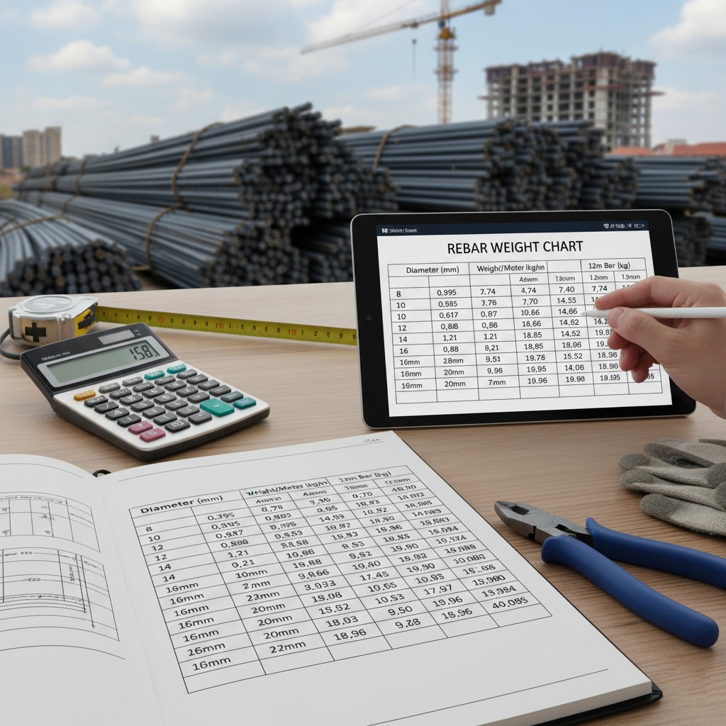 جدول وزن میلگرد: راهنمای کامل محاسبه وزن و تعداد شاخه مورد نیاز